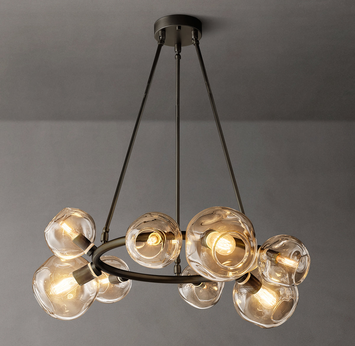 Heritage Bubble Clear Glass Round Chandelier, alternate view