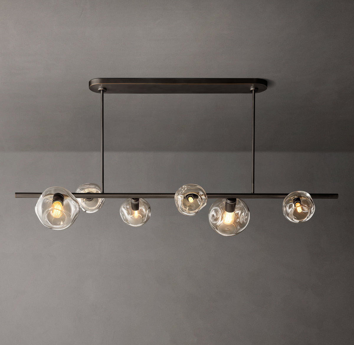 Heritage Bubble Clear Glass Linear Chandelier, alternate view