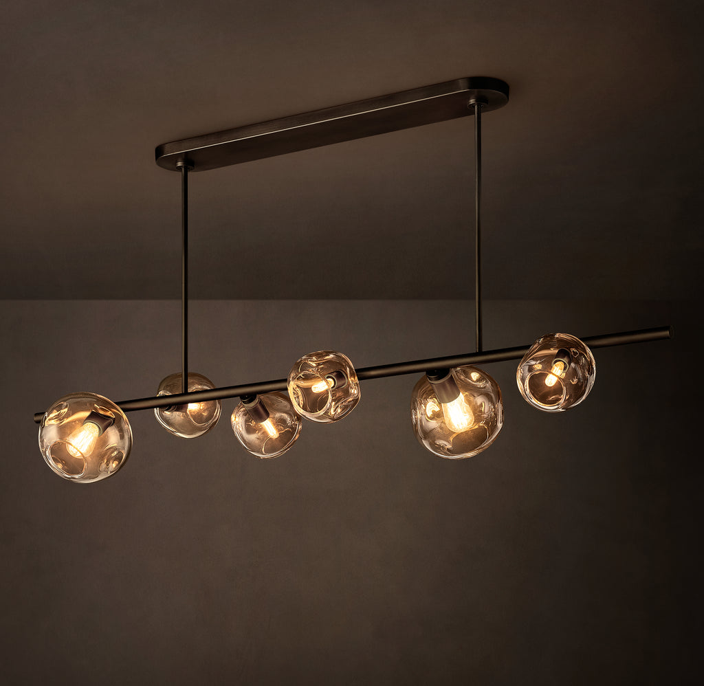 Heritage Bubble Clear Glass Linear Chandelier – 60"