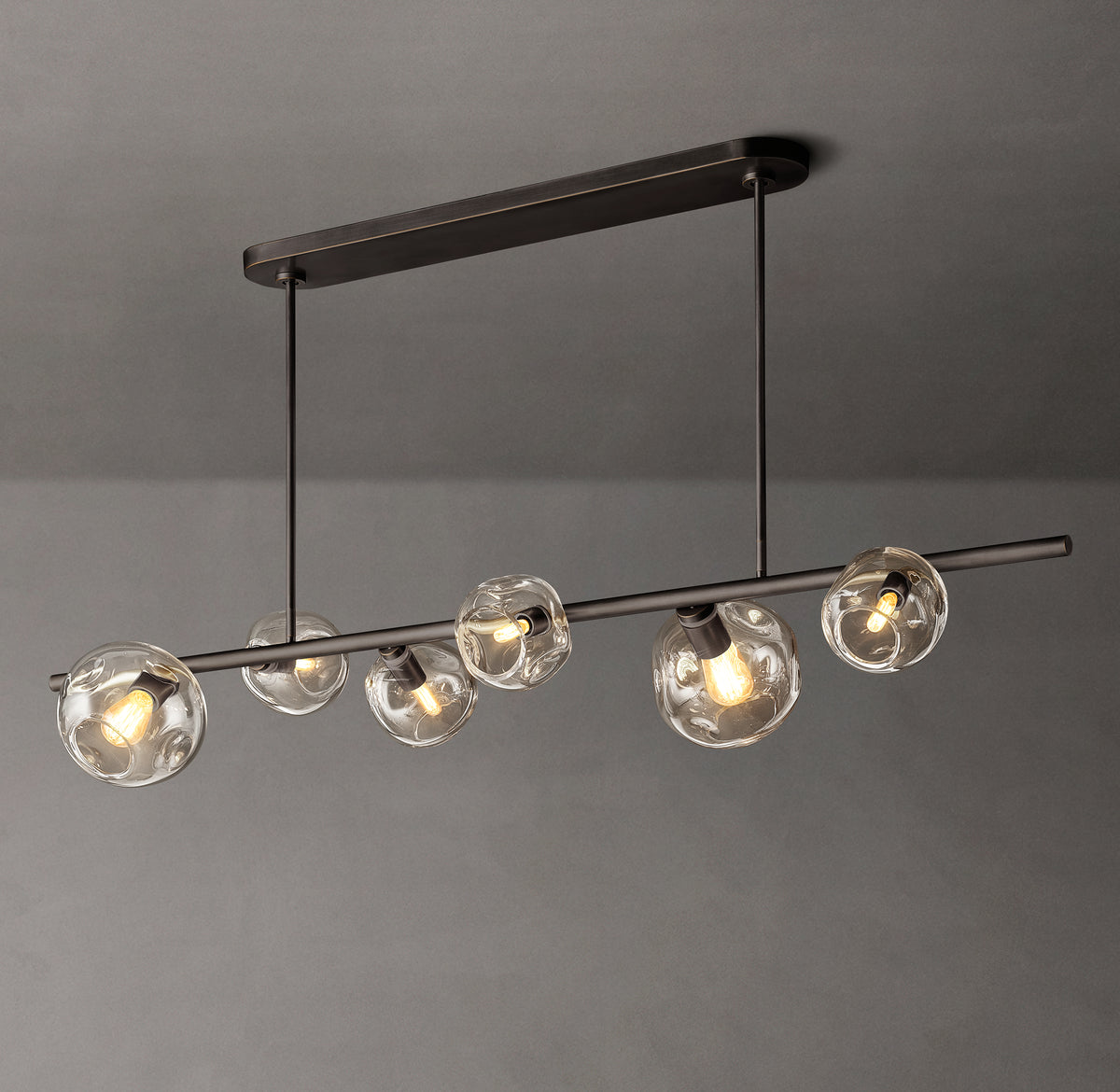 Heritage Bubble Clear Glass Linear Chandelier – 60"