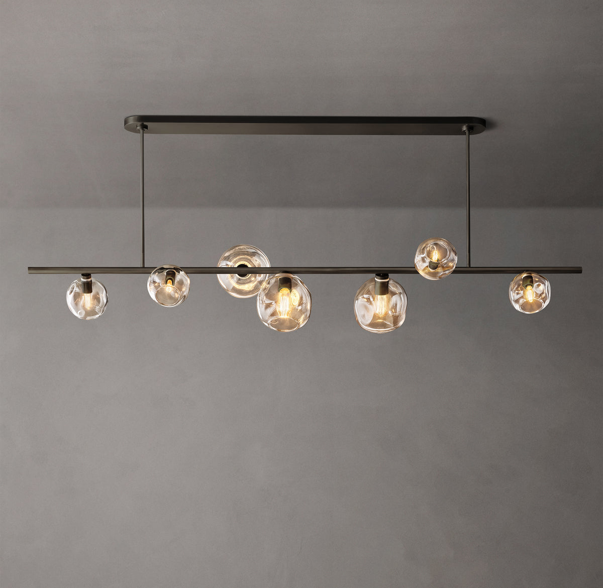 Heritage Bubble Clear Glass Linear Chandelier, alternate view