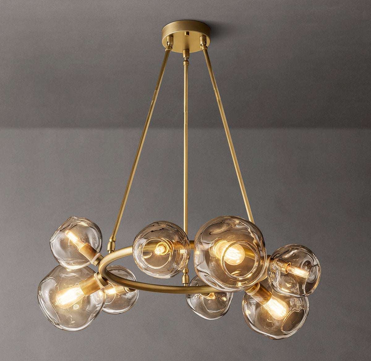 Heritage Bubble Smoke Glass Round Chandelier, alternate view
