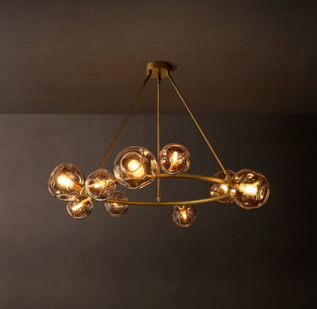 Heritage Bubble Smoke Glass Round Chandelier