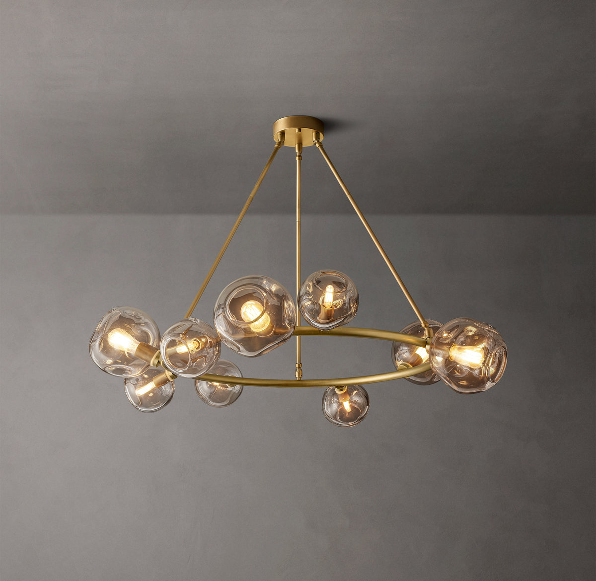 Heritage Bubble Smoke Glass Round Chandelier, alternate view