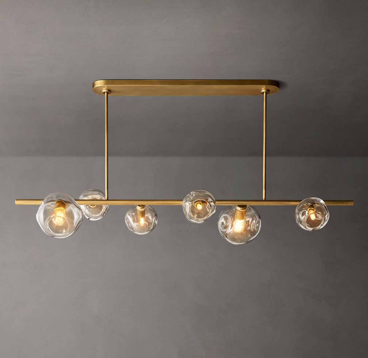 Heritage Bubble Smoke Glass Linear Chandelier, alternate view