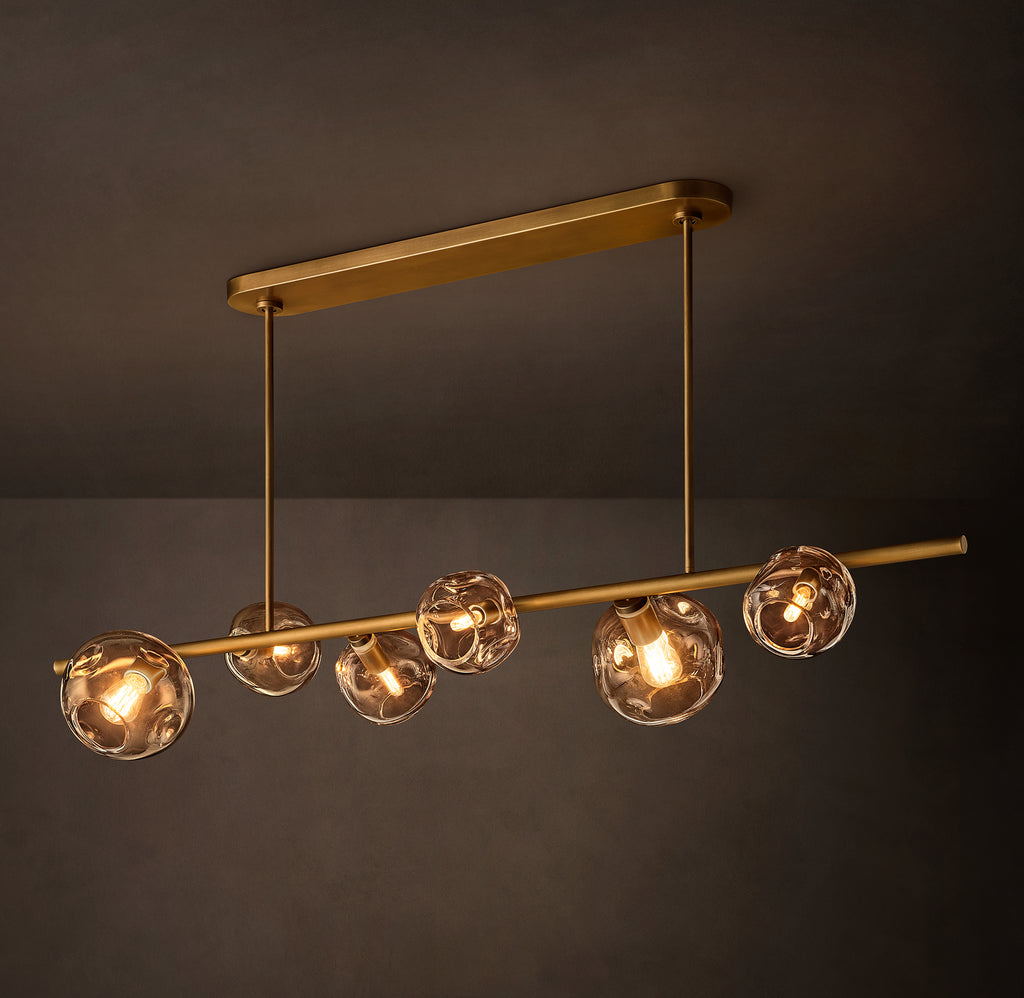 Heritage Bubble Smoke Glass Linear Chandelier – 60"