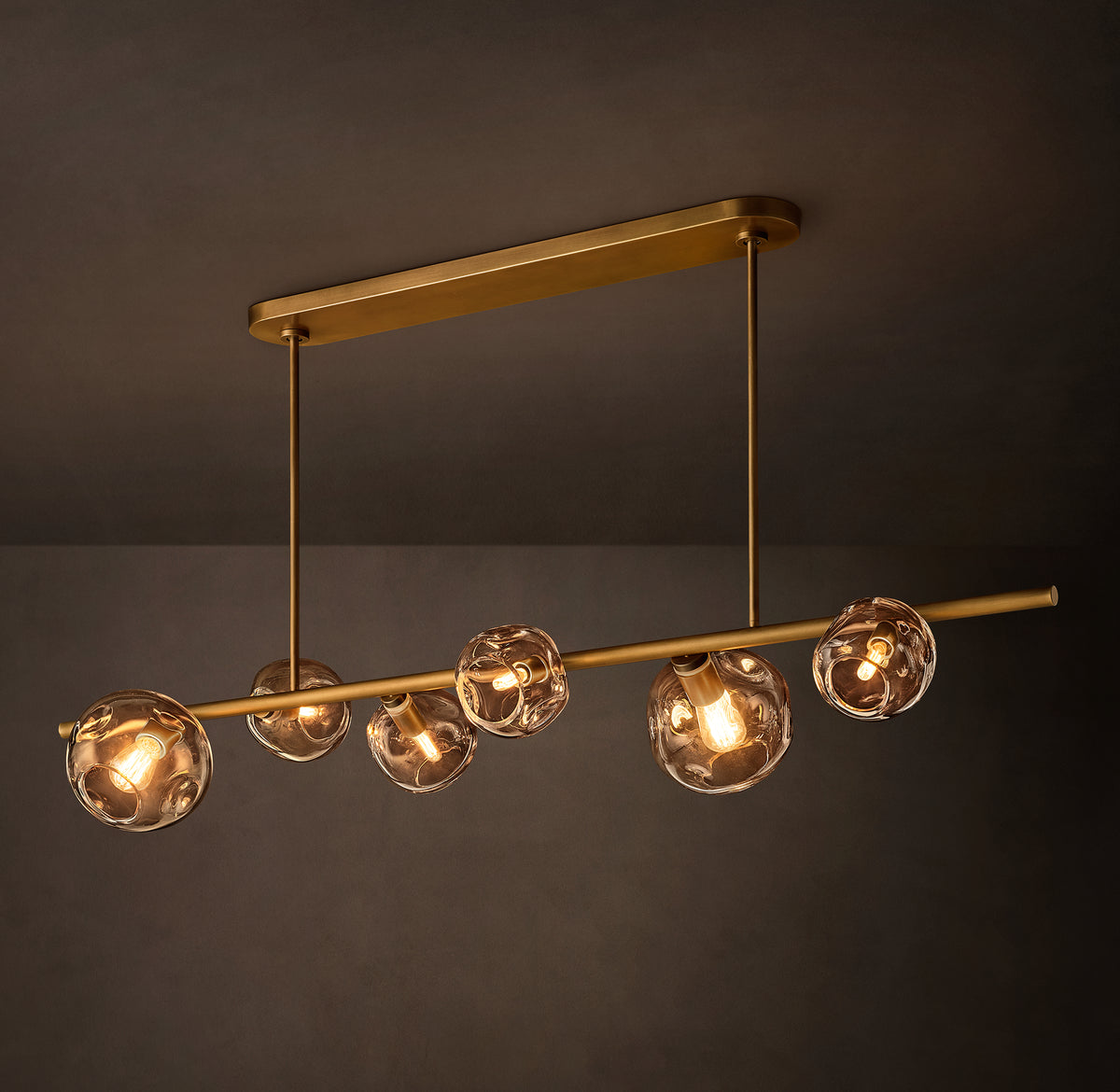 Heritage Bubble Smoke Glass Linear Chandelier – 60"