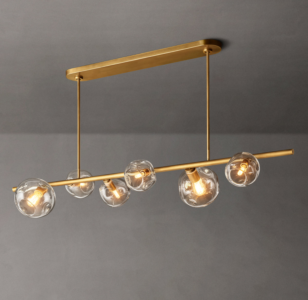Heritage Bubble Smoke Glass Linear Chandelier – 60"
