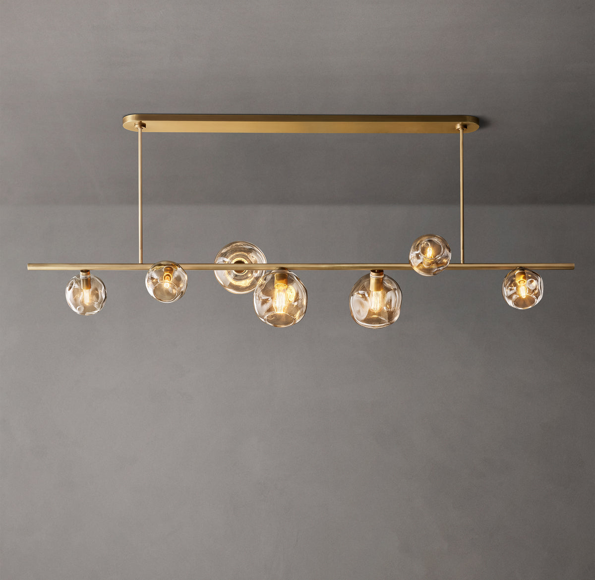 Heritage Bubble Smoke Glass Linear Chandelier, alternate view