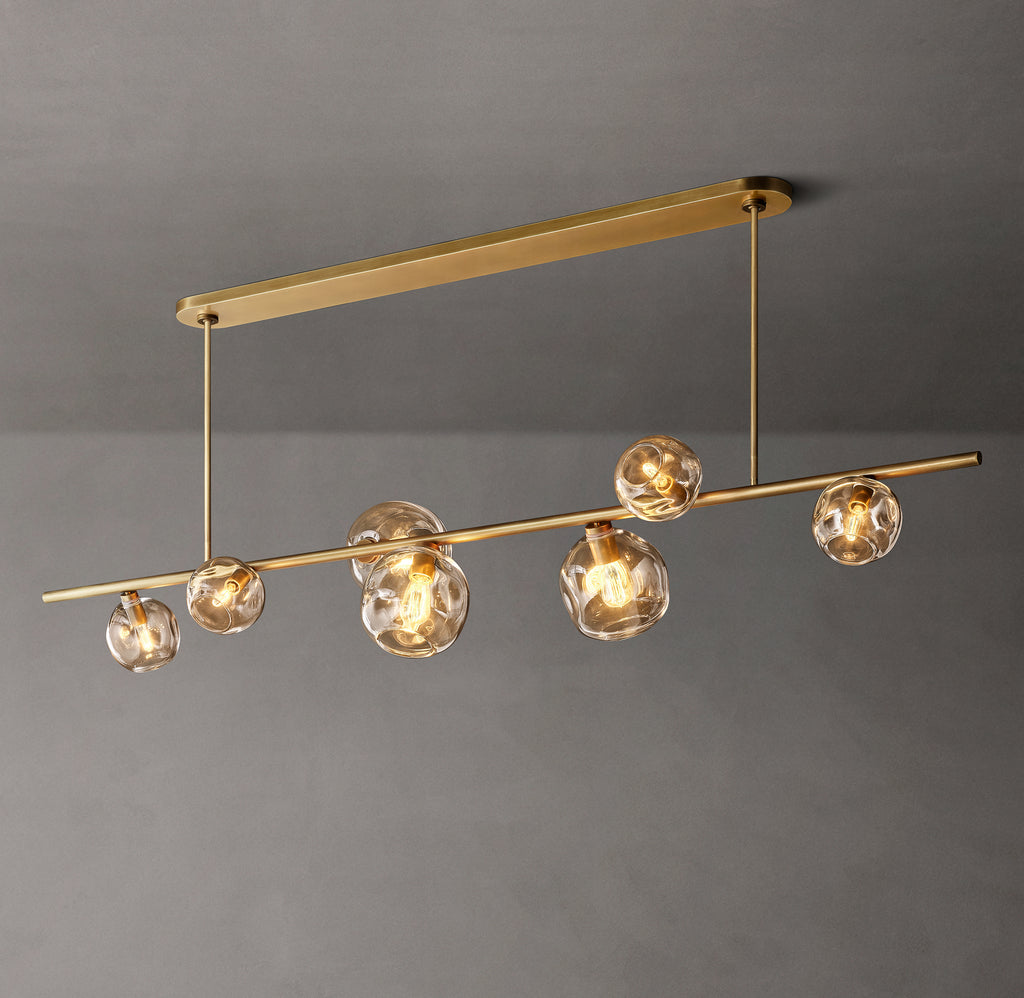 Heritage Bubble Smoke Glass Linear Chandelier – 78"