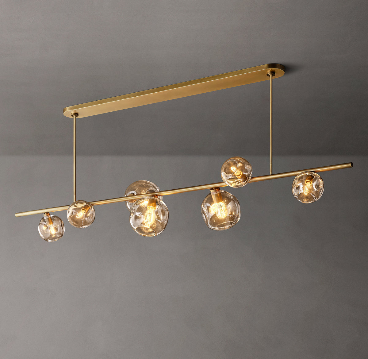 Heritage Bubble Smoke Glass Linear Chandelier – 78"