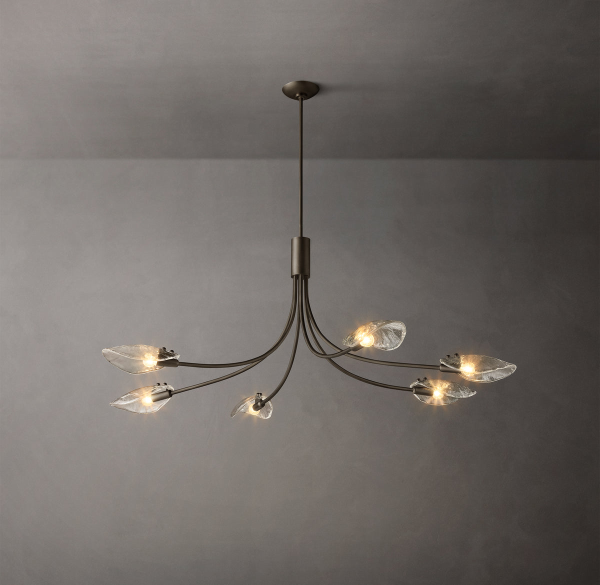 Heritage Shell Clear Glass Linear Chandelier – 54"