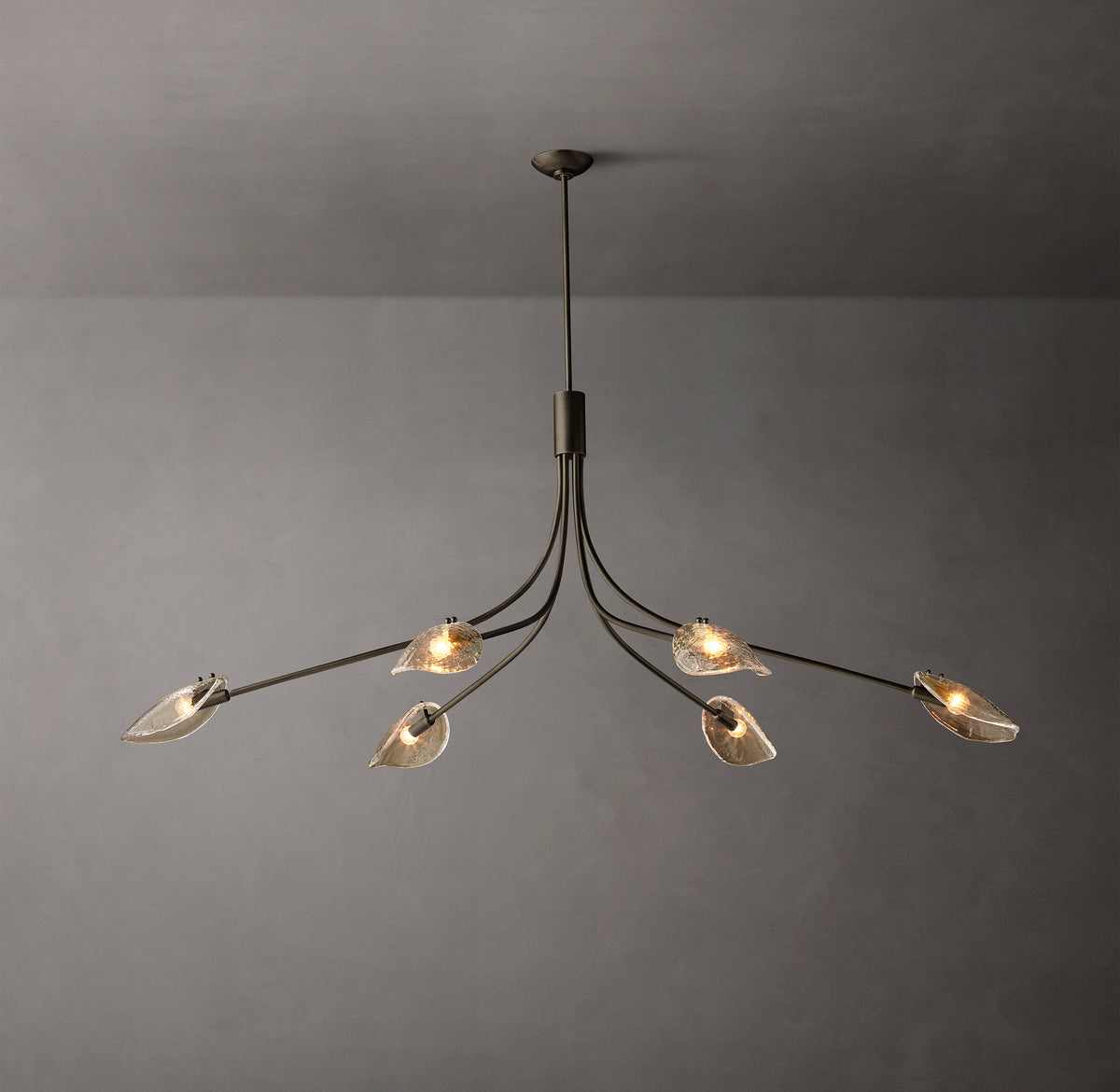 Heritage Shell Clear Glass Linear Chandelier, alternate view