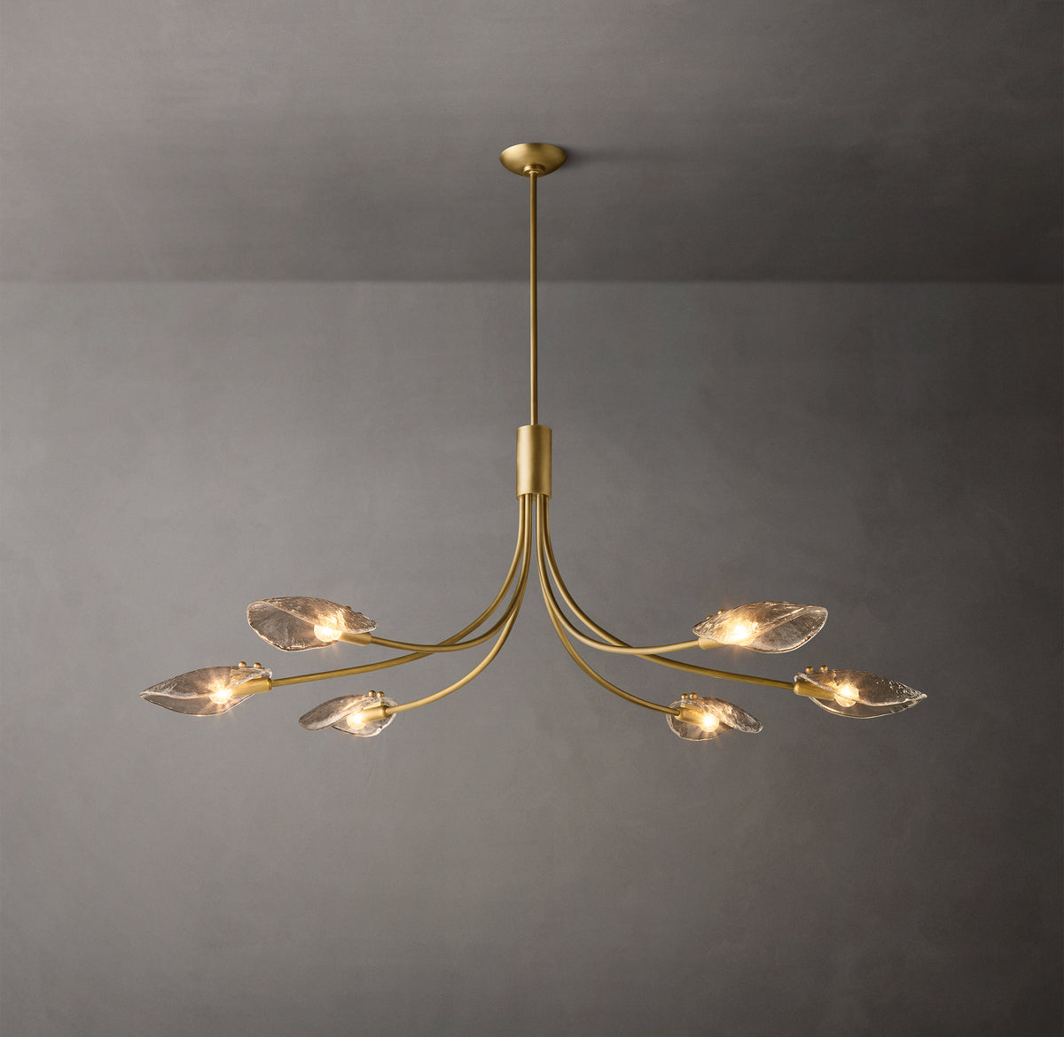 Heritage Shell Smoke Glass Linear Chandelier, alternate view