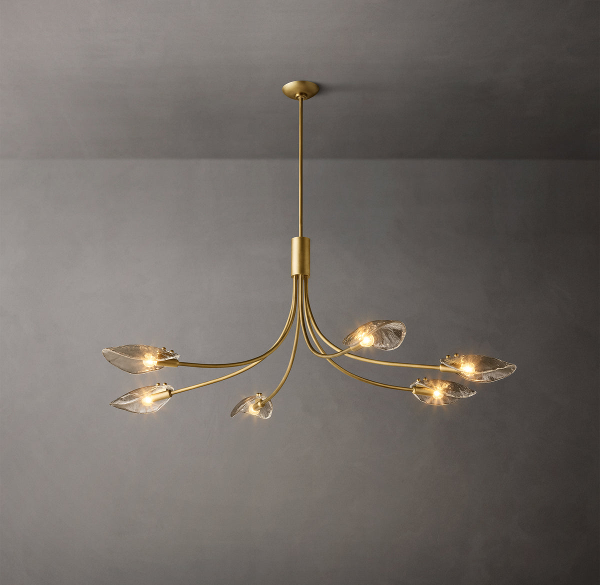 Heritage Shell Smoke Glass Linear Chandelier – 54"