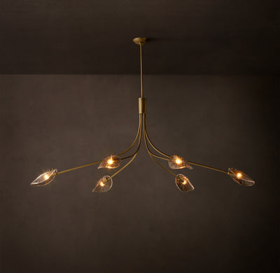 Heritage Shell Smoke Glass Linear Chandelier – 72"