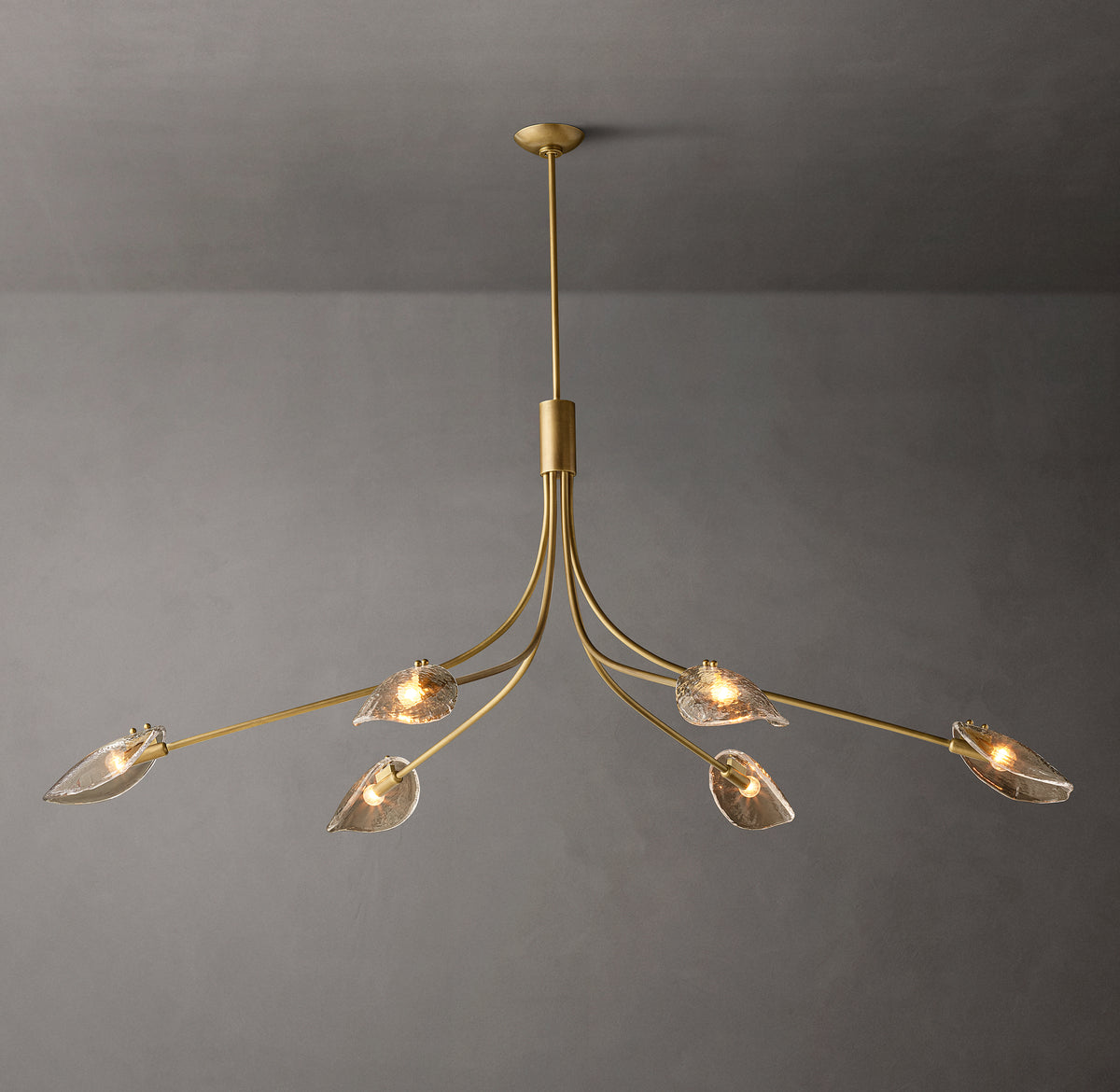 Heritage Shell Smoke Glass Linear Chandelier, alternate view