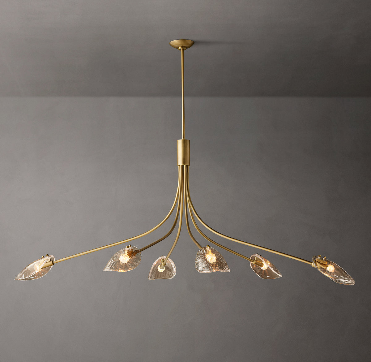 Heritage Shell Smoke Glass Linear Chandelier – 72"