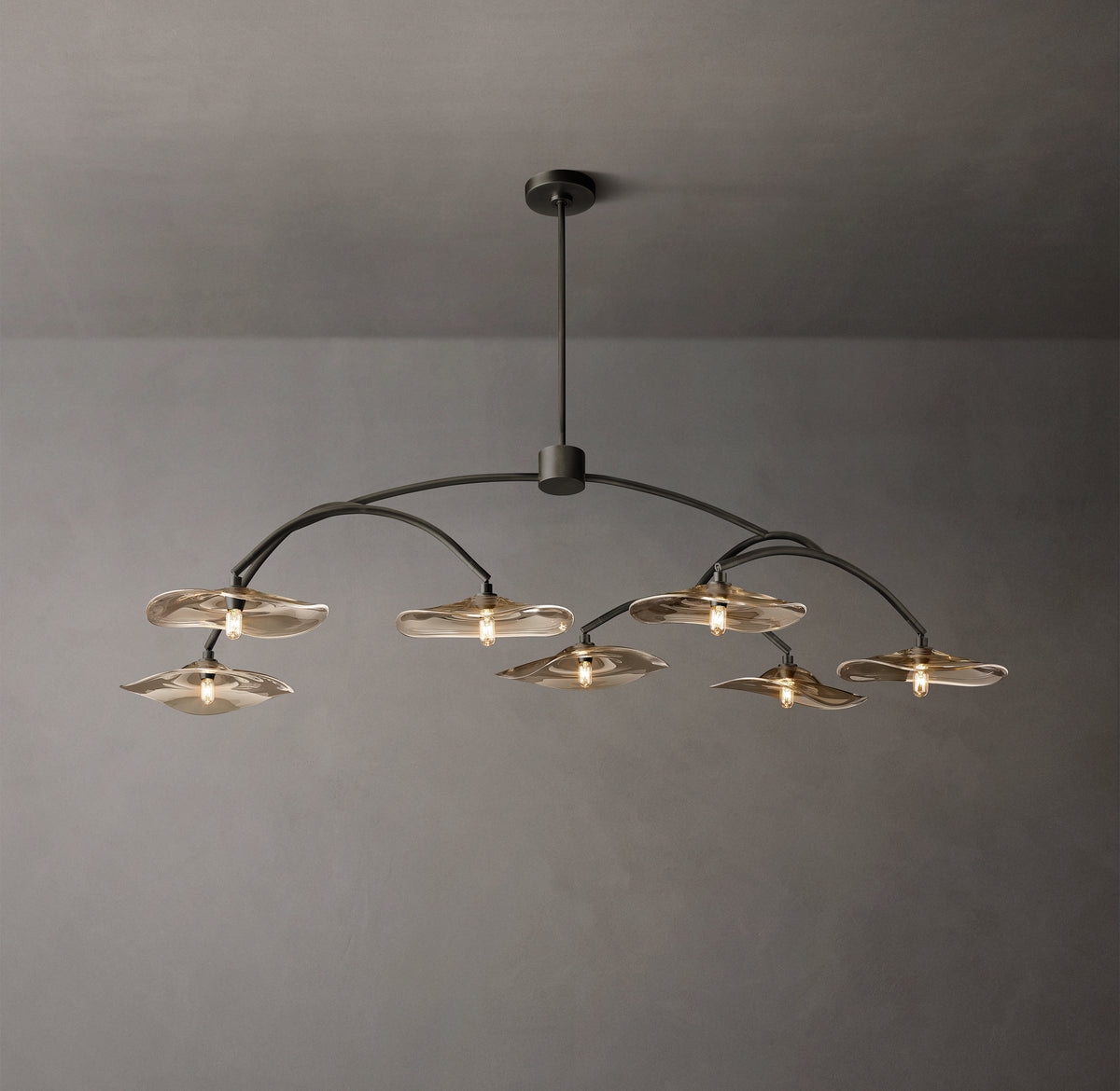 Signature Lily Smoke Glass Round Chandelier, alternate view