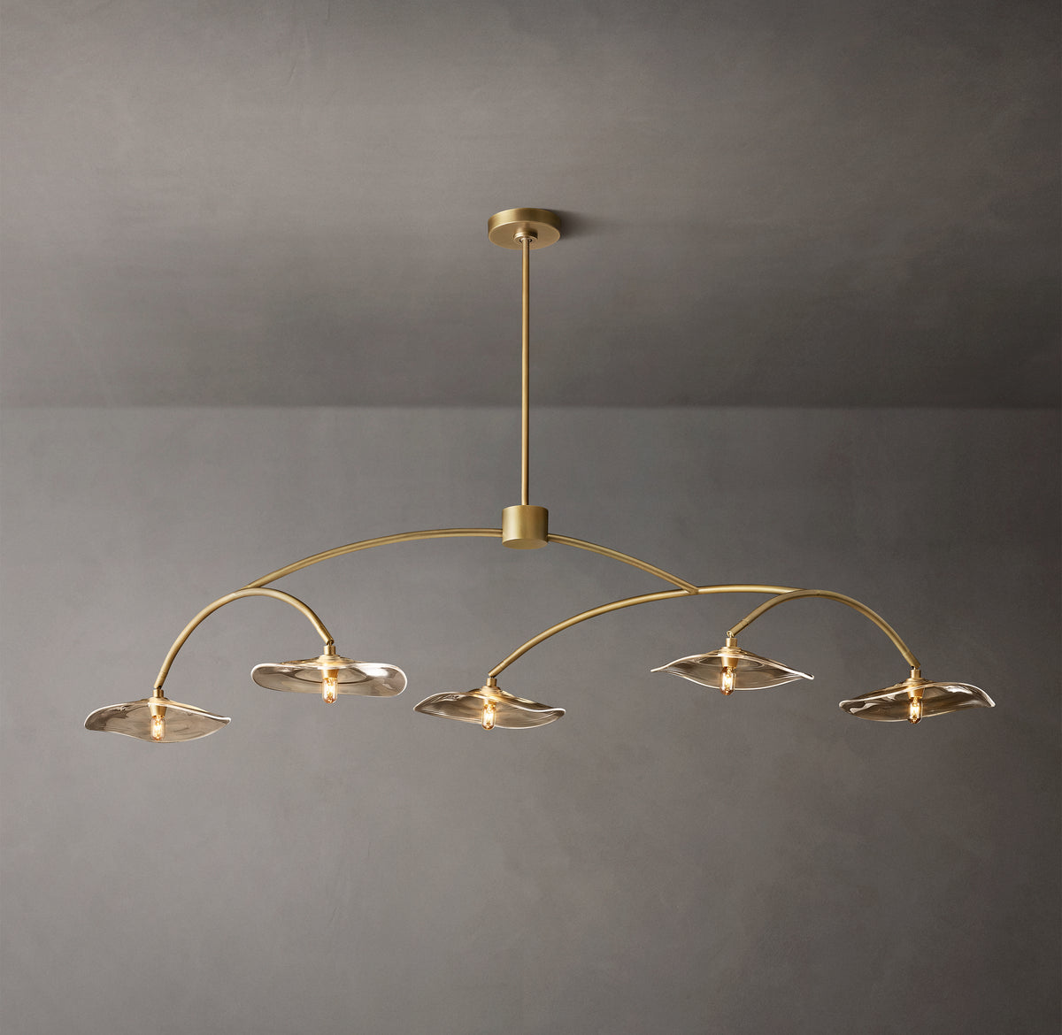 Signature Lily Smoke Glass Linear Chandelier, alternate view