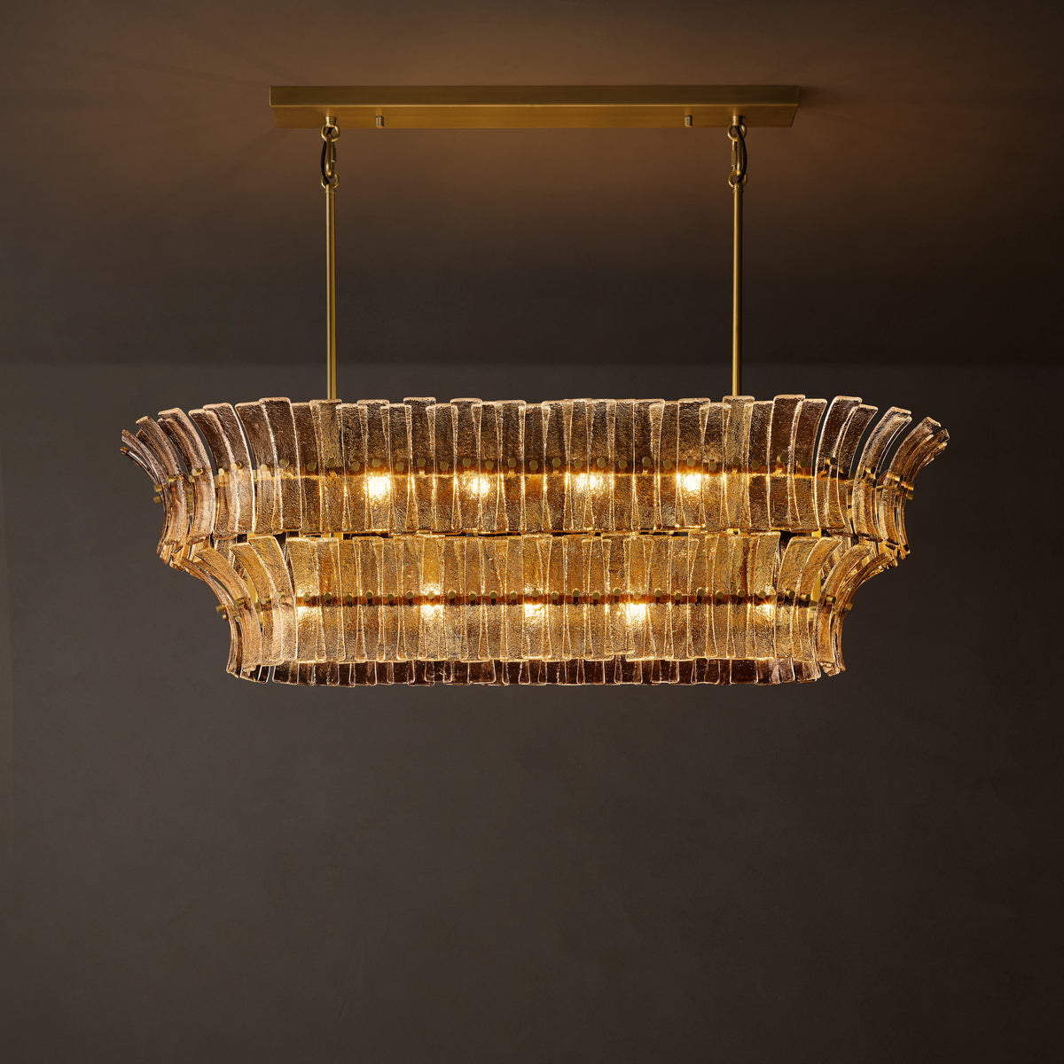 Heritage Romano Smoke Glass Linear Chandelier – 54"