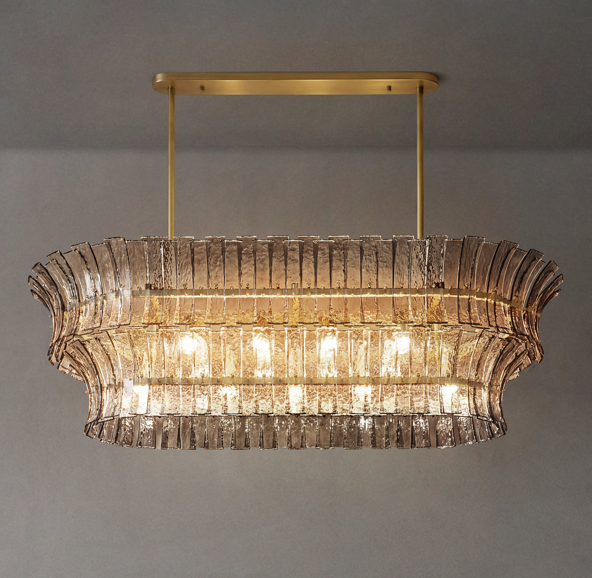 Heritage Romano Smoke Glass Linear Chandelier, alternate view