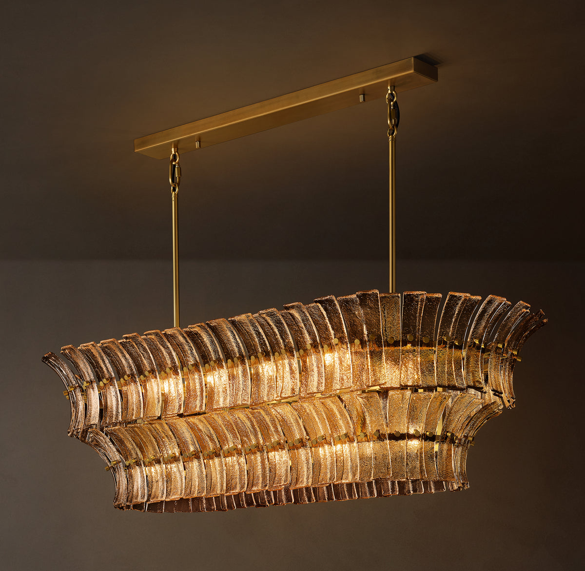 Heritage Romano Smoke Glass Linear Chandelier – 54"