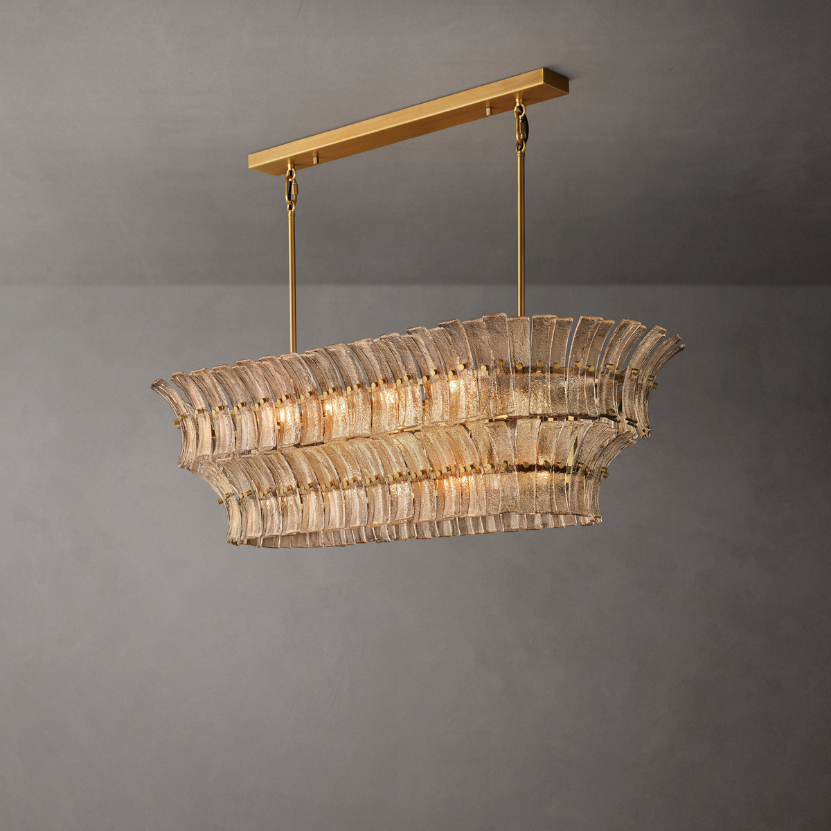 Heritage Romano Smoke Glass Linear Chandelier – 54"