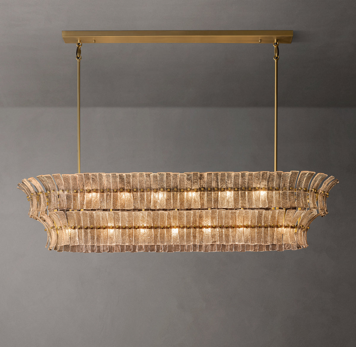 Heritage Romano Smoke Glass Linear Chandelier, alternate view