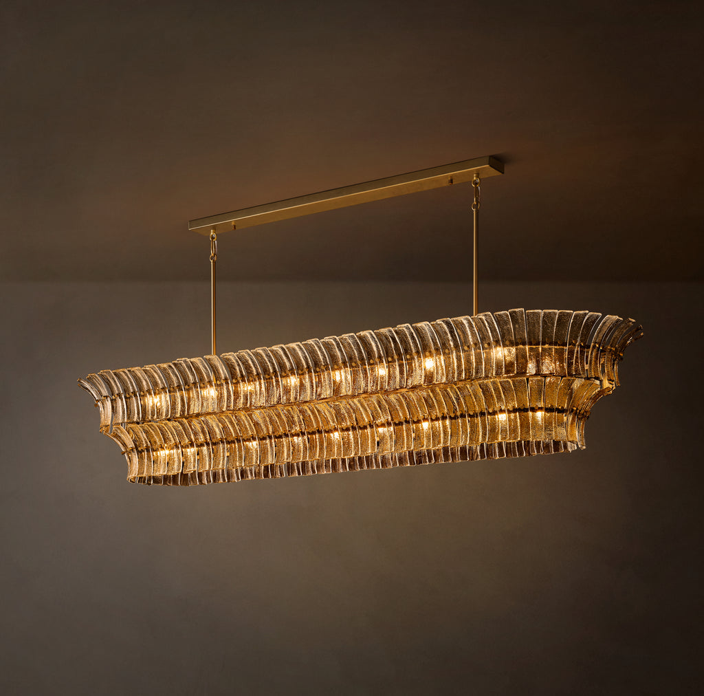 Heritage Romano Smoke Glass Linear Chandelier – 90"