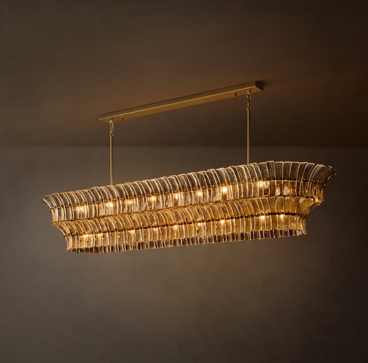 Heritage Romano Smoke Glass Linear Chandelier – 90"