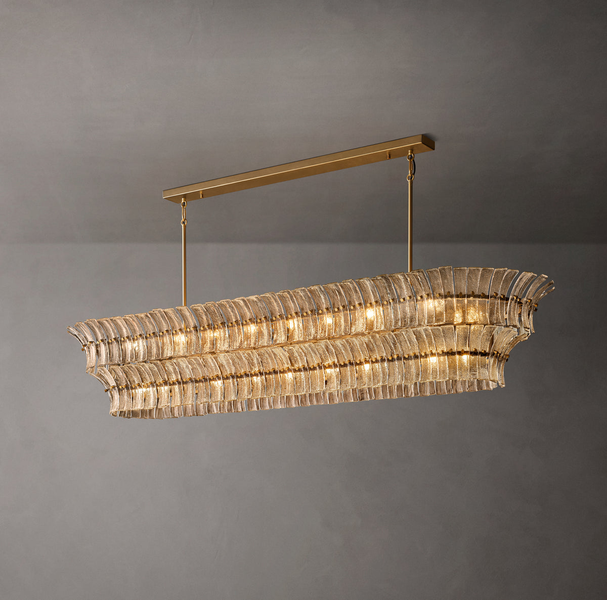Heritage Romano Smoke Glass Linear Chandelier – 90"