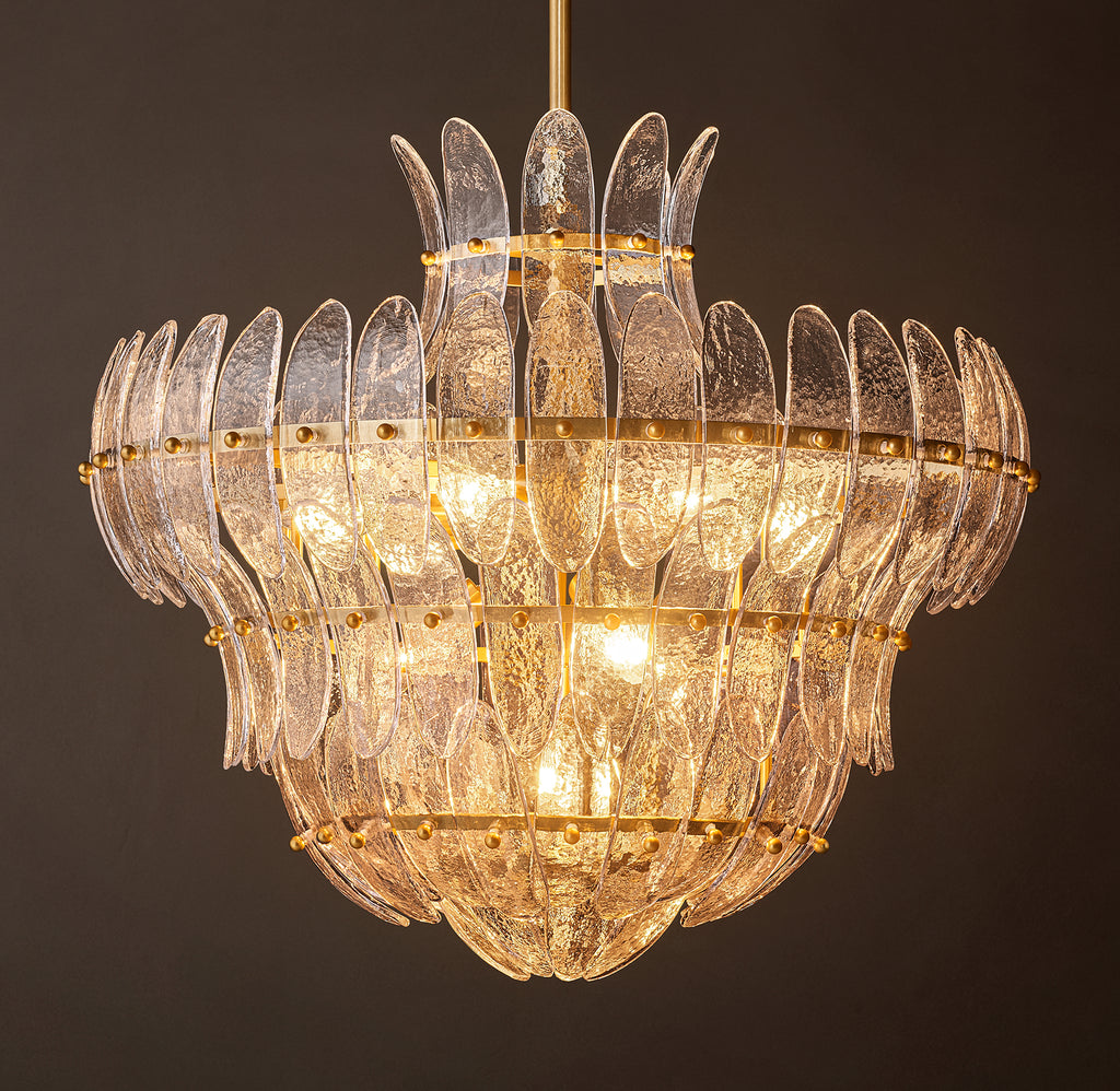 Sculptural Amelia Clear Glass Round Chandelier