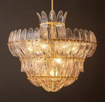 Sculptural Amelia Clear Glass Round Chandelier – 26"