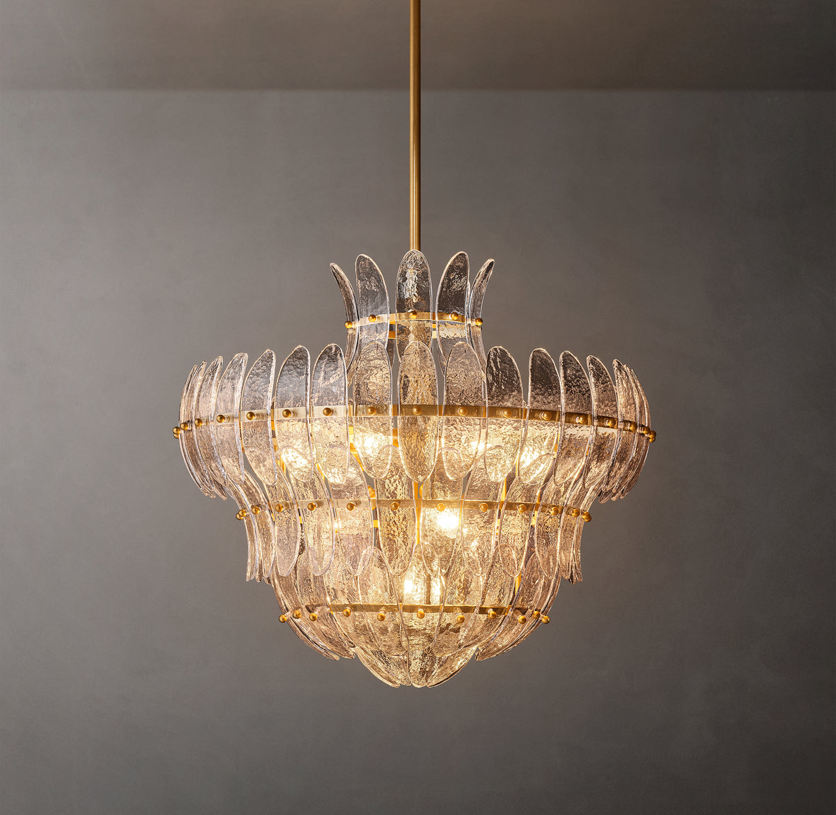 Sculptural Amelia Clear Glass Round Chandelier, alternate view