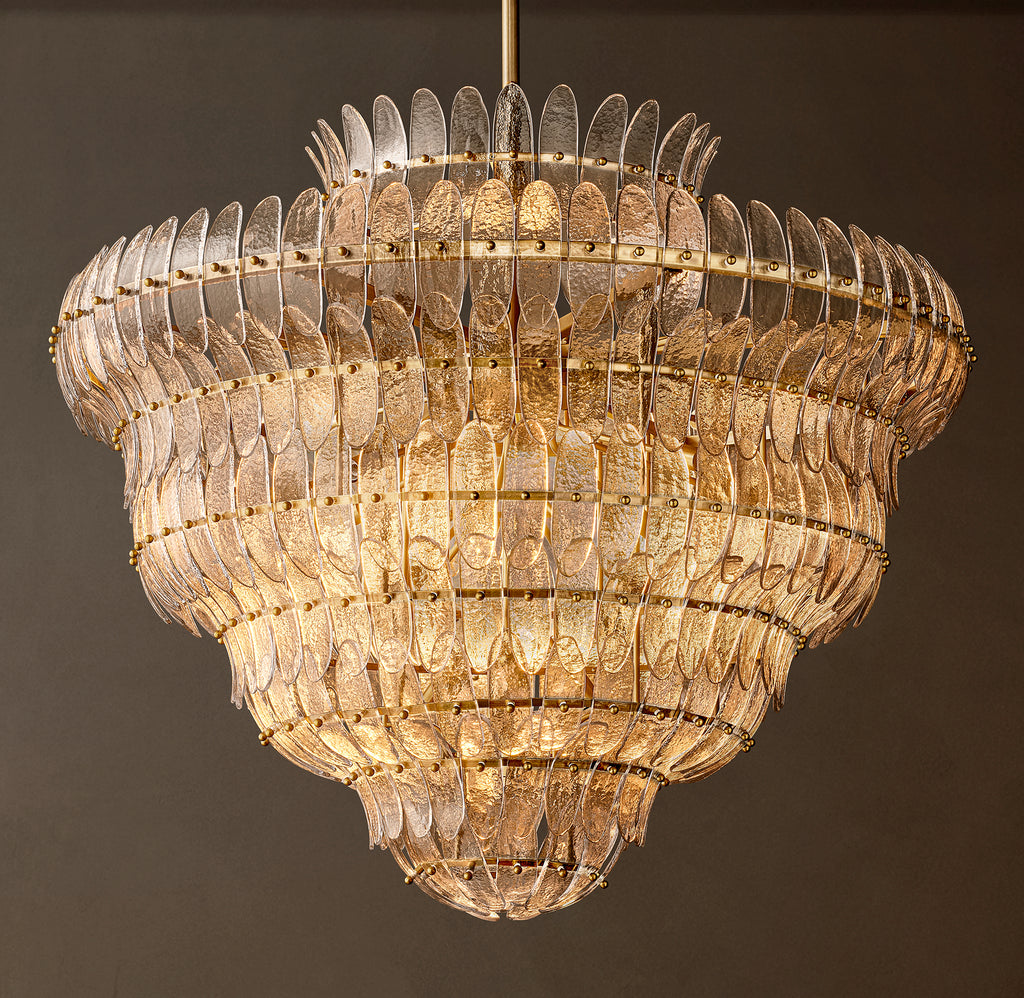 Sculptural Amelia Clear Glass Round Chandelier