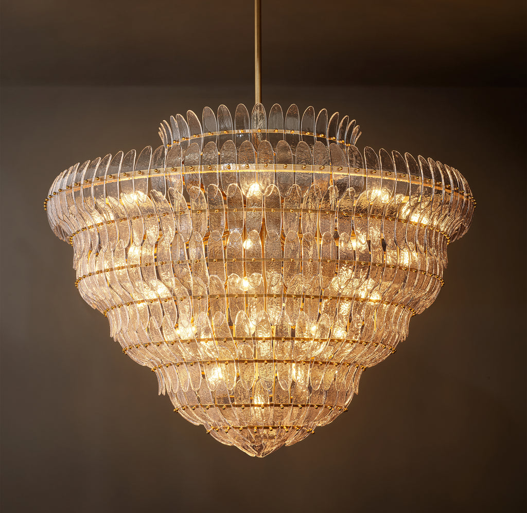 Sculptural Amelia Clear Glass Round Chandelier