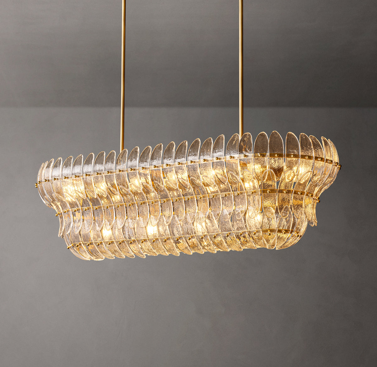 Sculptural Amelia Clear Glass Linear Chandelier – 54"