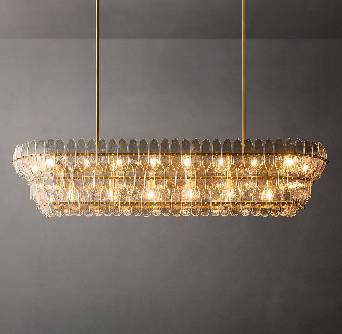 Sculptural Amelia Clear Glass Linear Chandelier, alternate view