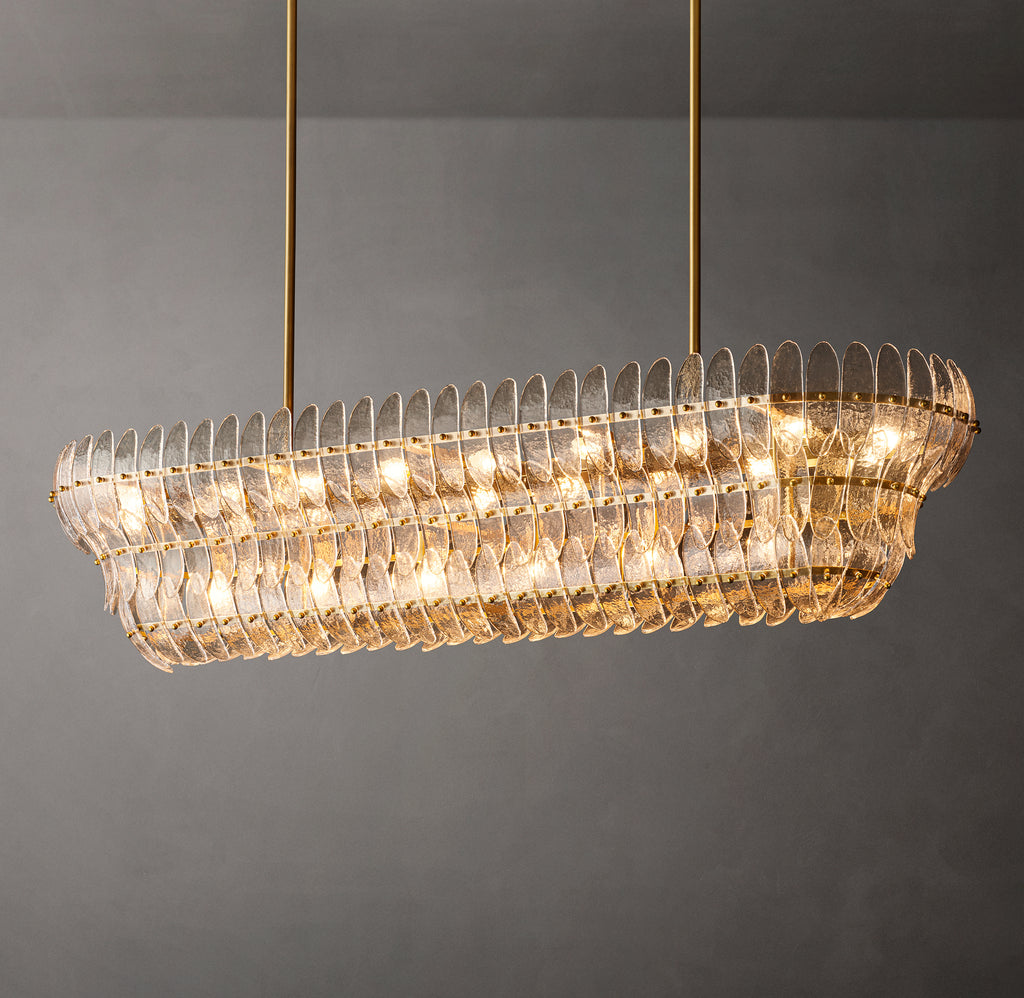 Sculptural Amelia Clear Glass Linear Chandelier – 72"
