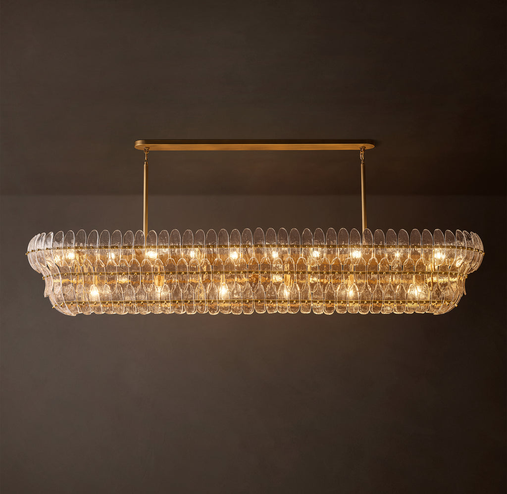 Sculptural Amelia Clear Glass Linear Chandelier
