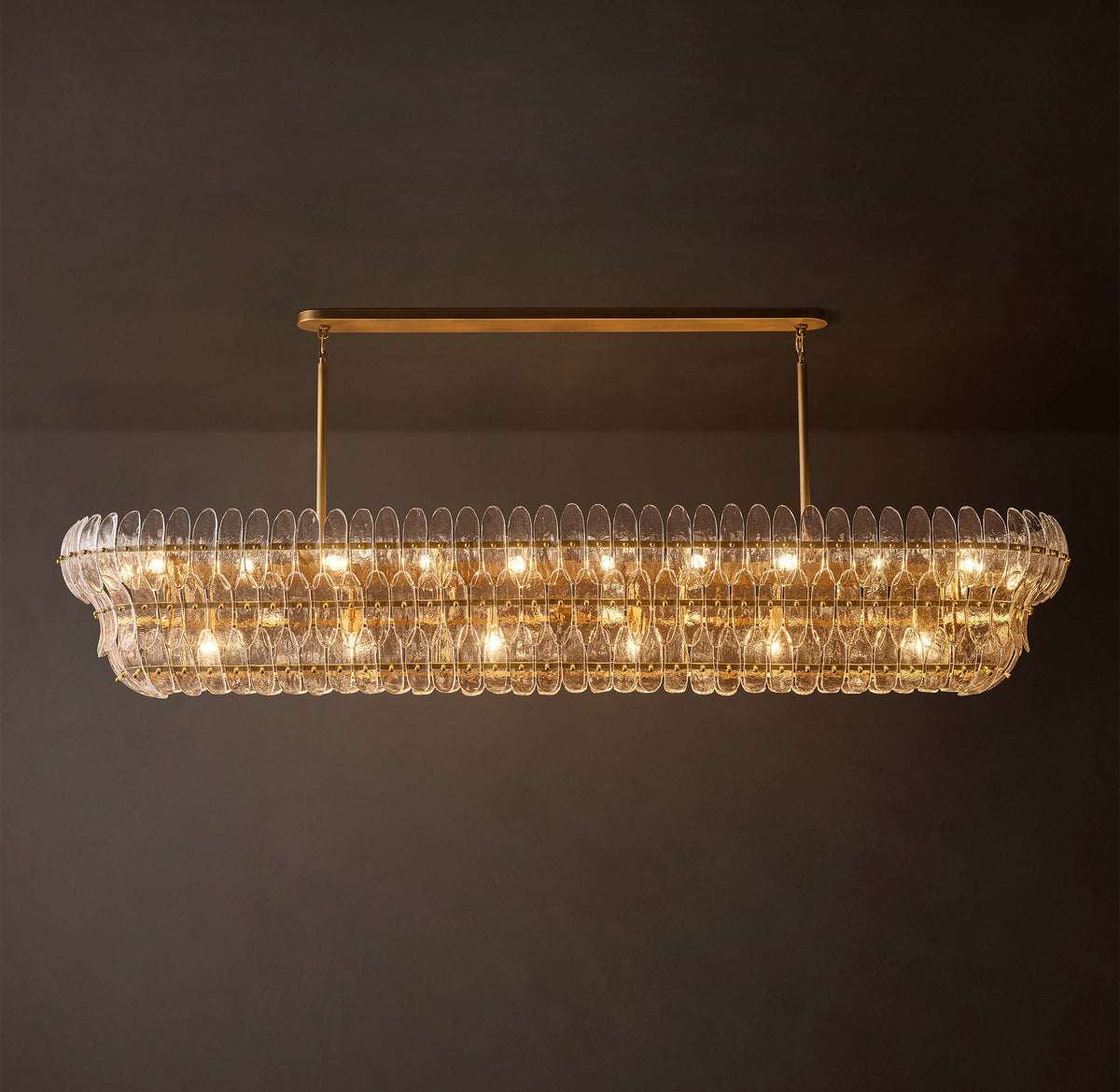 Sculptural Amelia Clear Glass Linear Chandelier