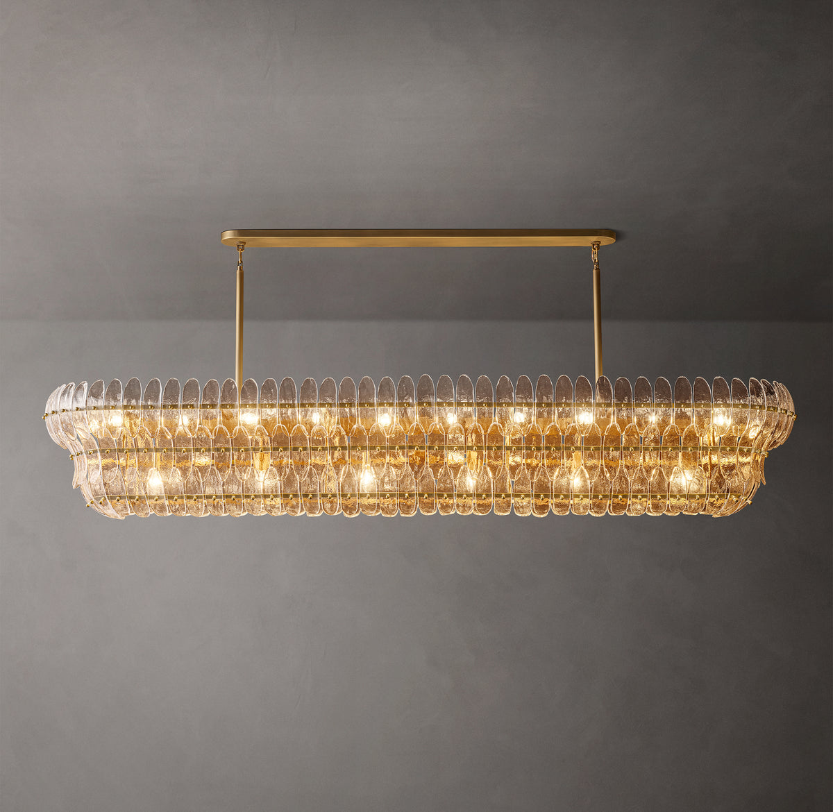 Sculptural Amelia Clear Glass Linear Chandelier, alternate view