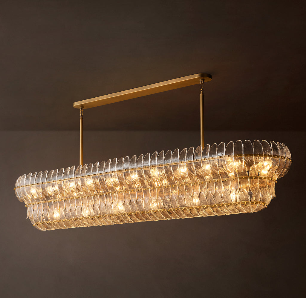 Sculptural Amelia Clear Glass Linear Chandelier – 90"