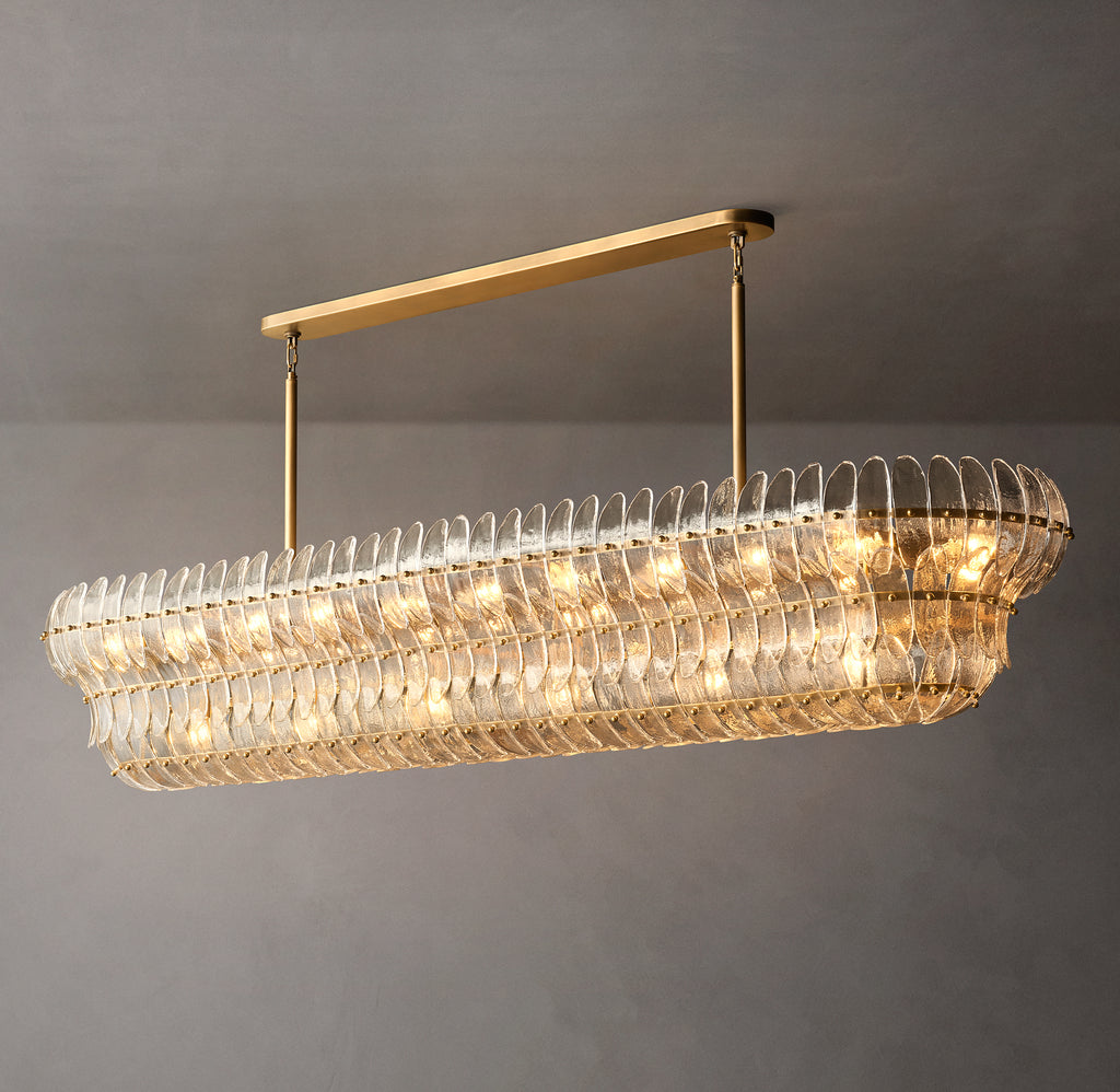 Sculptural Amelia Clear Glass Linear Chandelier – 90"