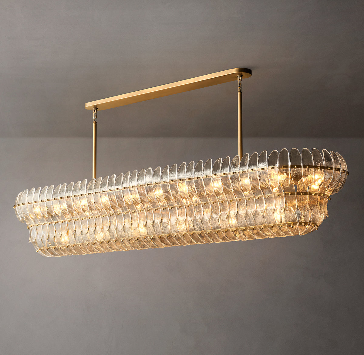Sculptural Amelia Clear Glass Linear Chandelier – 90"