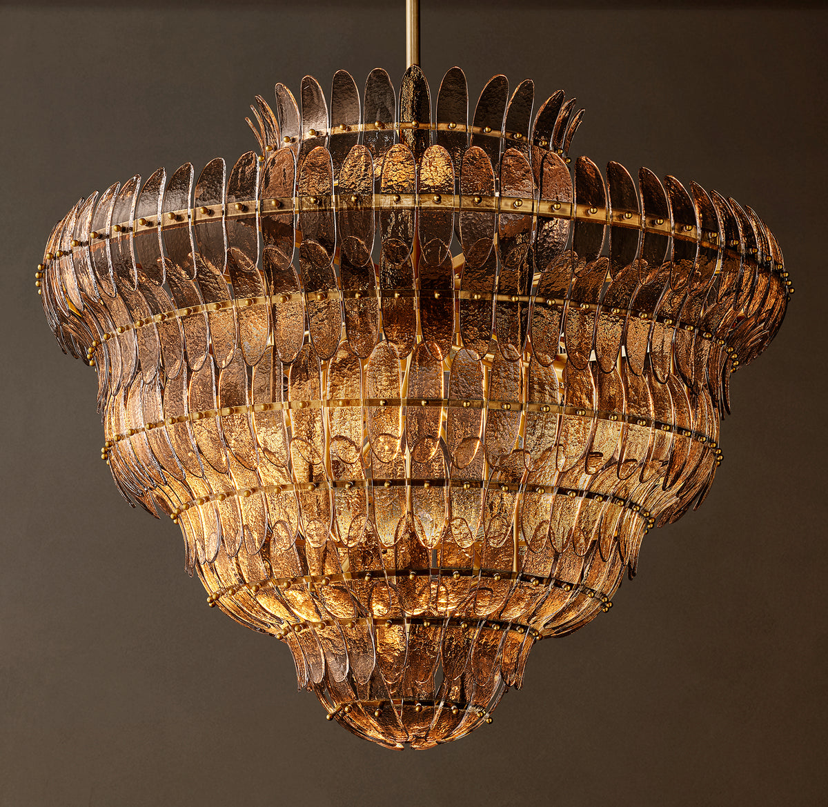 Sculptural Amelia Smoke Glass Round Chandelier