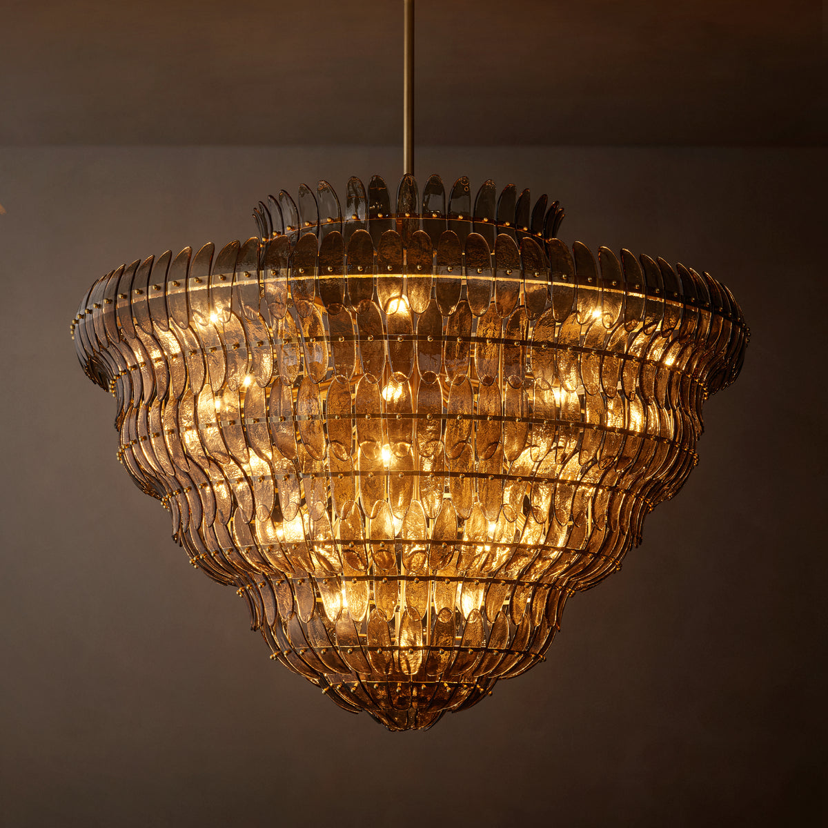 Sculptural Amelia Smoke Glass Round Chandelier