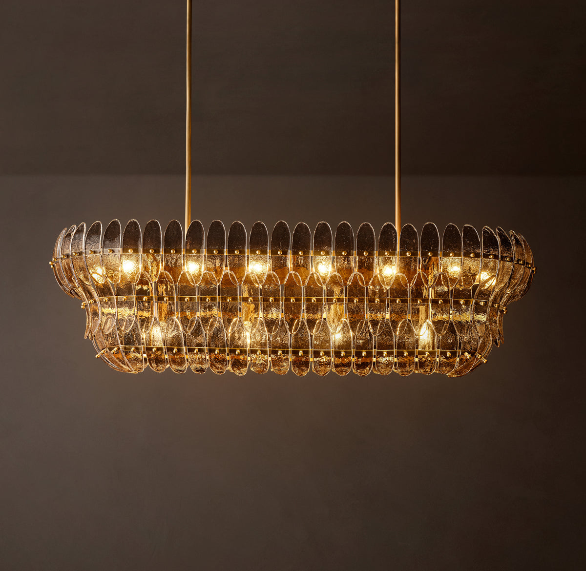 Sculptural Amelia Smoke Glass Linear Chandelier