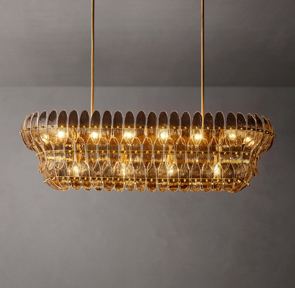 Sculptural Amelia Smoke Glass Linear Chandelier, alternate view